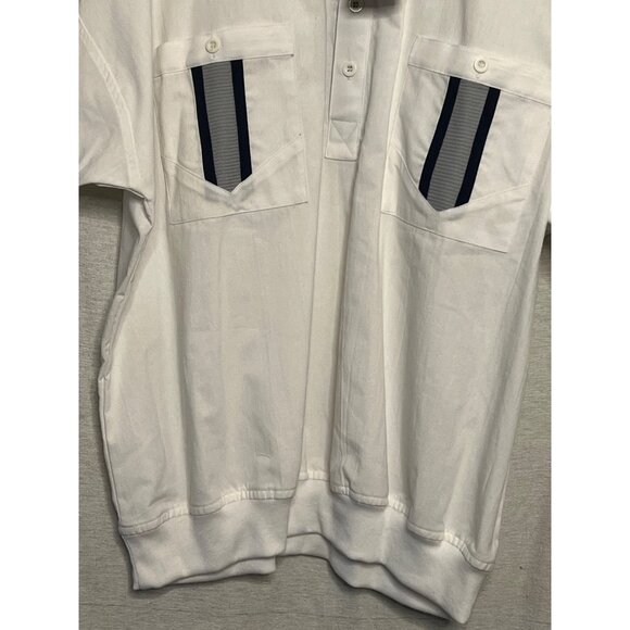 Vintage-Style Envoy Men White & Navy Polo Shirt W/ Front Pockets Large Deadstock - Picture 7 of 14